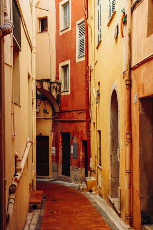 Lovely town center in Menton, south of Franceの写真素材