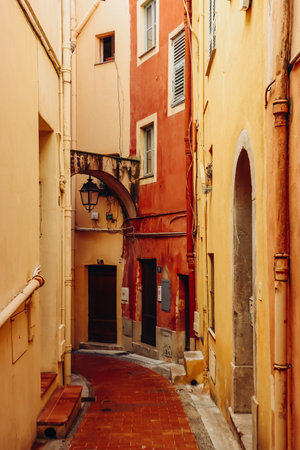 Lovely town center in Menton, south of Franceの写真素材