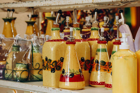 Menton, France - 6 January, 2024: Artisanal souvenirs with the symbols of Menton in the south of Franceの写真素材