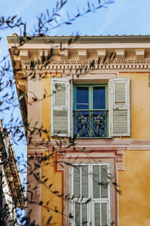 Lovely town center in Menton, south of Franceの写真素材