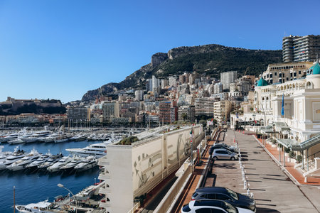 Monaco, Monaco - 20 January 2024: View of Port Hercule in Monaco on a sunny day