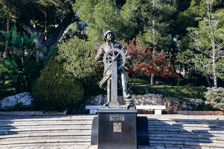Monaco, Monaco - 20 January 2024: Statue of Prince of Monaco Albert 1 in St Martin Gardensのeditorial素材