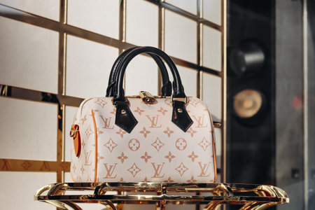 Nice, France - 28 January 2024: Louis Vuitton bag in the window of a flagship boutique in Nice
