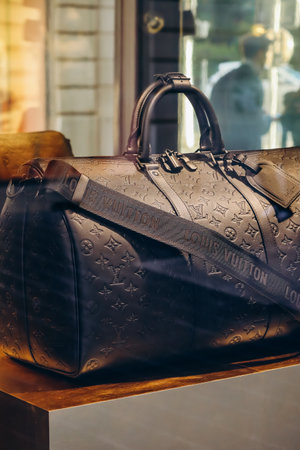 Nice, France - 28 January 2024: Louis Vuitton bag in the window of a flagship boutique in Nice