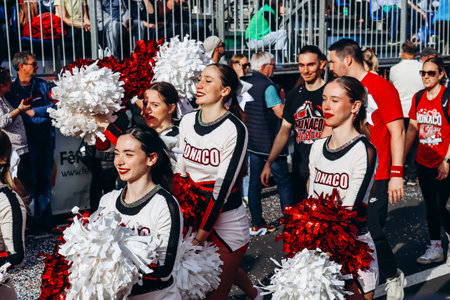 Menton, France - February 18, 2024: Opening of the "Fete du Citron" (translation : Lemon festival) in Menton and the famous carnivalのeditorial素材