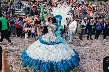 Menton, France - February 18, 2024: Opening of the Fete du Citron (translation : Lemon festival) in...