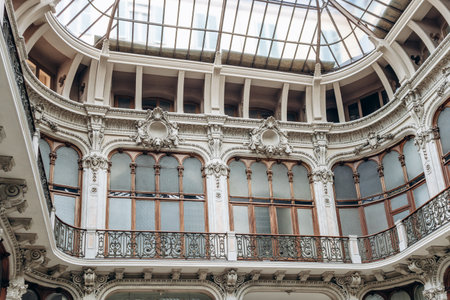Turin, Italy - October 6, 2024: Galleria Subalpina, an iconic historic building in Turin located in the historic center of the cityの写真素材
