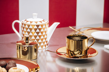 Cannes, France - 10 November 2024: Prada tableware displayed in a boutique window on the Croisette promenadeのeditorial素材
