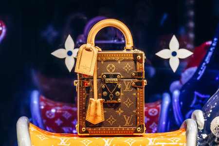 Cannes, France - November 10, 2024 : Louis Vuitton suitcase in the window of a boutique in Cannes on the Croisetteのeditorial素材