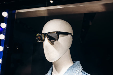 Cannes, France - 10 November 2024: Louis Vuitton glasses on a mannequin in a boutique window in Cannes on the Croisette promenadeのeditorial素材