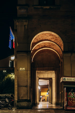 Bologna, Italy - October 6, 2024: Street and architecture in the center of Bolognaのeditorial素材