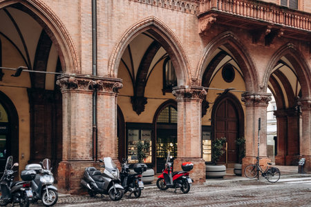 Bologna, Italy - October 6, 2024: Street and architecture in the center of Bolognaのeditorial素材