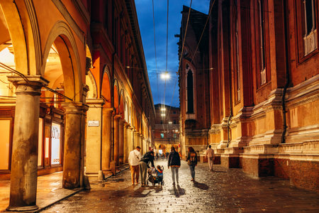 Bologna, Italy - October 6, 2024: Street and architecture in the center of Bolognaのeditorial素材