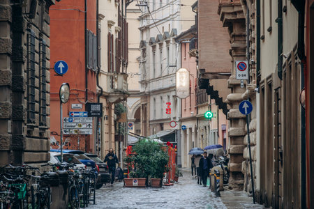 Bologna, Italy - October 6, 2024: Street and architecture in the center of Bolognaのeditorial素材
