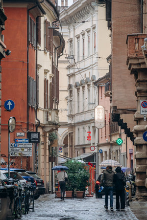 Bologna, Italy - October 6, 2024: Street and architecture in the center of Bolognaのeditorial素材