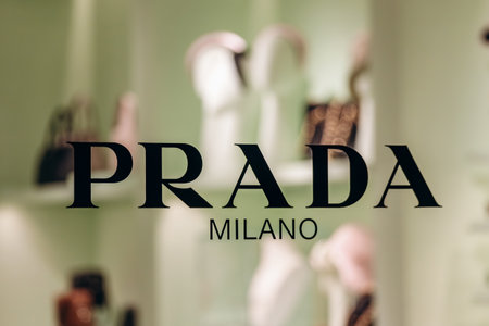 Bologna, Italy - October 6, 2024: Prada boutique in the Galleria Cavour in Bolognaのeditorial素材