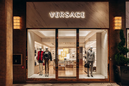 Bologna, Italy - October 6, 2024: Versace boutique in the Galleria Cavour in Bolognaのeditorial素材