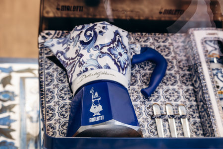 Bologna, Italy - October 6, 2024: Collection Bialetti x Dolce Gabbana, famous Italian coffee makerのeditorial素材