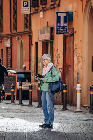 Bologna, Italy - October 6, 2024: Street and architecture in the center of Bolognaのeditorial素材