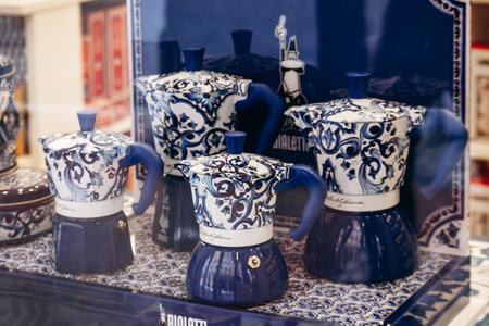 Bologna, Italy - October 6, 2024: Collection Bialetti x Dolce Gabbana, famous Italian coffee makerのeditorial素材