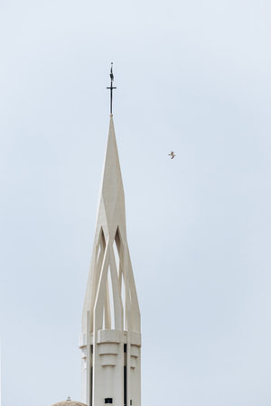 The spire of the Church of Saint Joan of Arc located in Nice, Franceの写真素材