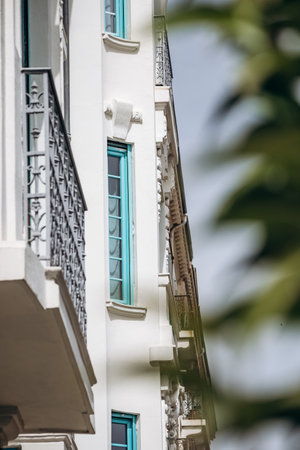 The facade of a Belle Epoque building in the beautiful Liberation district of Niceの写真素材