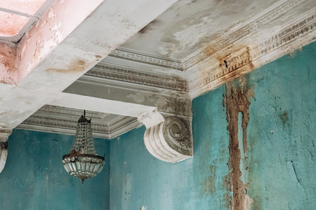 Nice, France - June 29, 2024: Inside the abandoned Villa Cameline, now one of Niceâs best Contemporary Art Venuesの写真素材