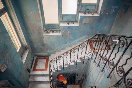 Nice, France - June 29, 2024: Inside the abandoned Villa Cameline, now one of Niceâs best Contemporary Art Venuesの写真素材