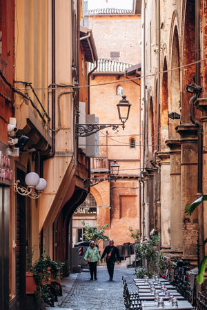 Bologna, Italy - October 6, 2024: Street and architecture in the center of Bolognaのeditorial素材