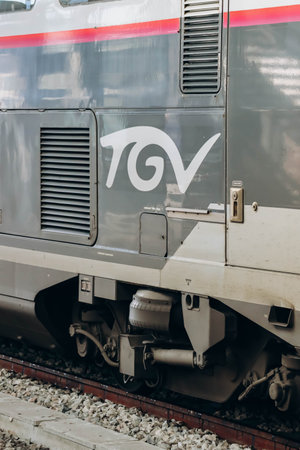 Nice, France - 6 January, 2024: TGV OuiGo train on the railway station platform in Niceのeditorial素材