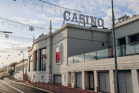 Menton, France - 6 January, 2024: The famous casino in the center of Menton, in the south of Franceのeditorial素材