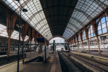 Nice, France - 6 January, 2024: TGV OuiGo train on the railway station platform in Niceのeditorial素材
