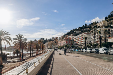 Menton, France - 6 January, 2024: Lovely town center in Menton, south of Franceのeditorial素材