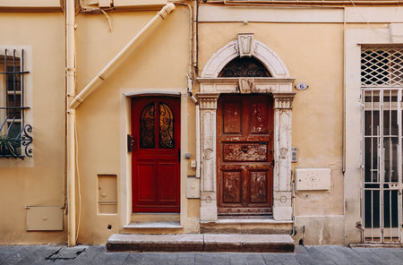Lovely town center in Menton, south of Franceの写真素材