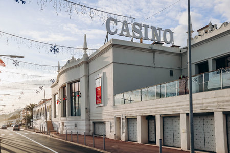 Menton, France - 6 January, 2024: The famous casino in the center of Menton, in the south of Franceのeditorial素材