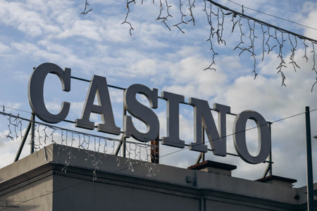 Menton, France - 6 January, 2024: The famous casino in the center of Menton, in the south of Franceのeditorial素材