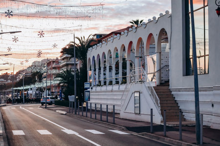 Menton, France - 6 January, 2024: The famous casino in the center of Menton, in the south of Franceのeditorial素材