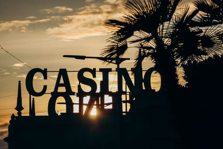 Menton, France - 6 January, 2024: The famous casino in the center of Menton, in the south of Franceのeditorial素材