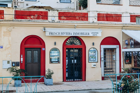 Menton, France - 6 January, 2024: Lovely town center in Menton, south of Franceのeditorial素材