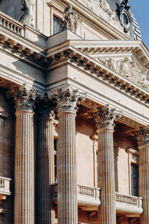 Paris, France - 15 July 2021: Close-up of a column at the Ecole Militaire near the Champ de Mars in Parisの写真素材