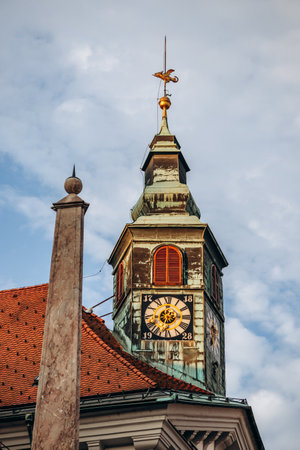 Close up of Ljubljana Town Hall tower