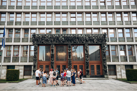 Ljubljana, Slovenia - August 14, 2024: The Cankarjev Dom complex, the largest Slovenian convention, congress and culture center.のeditorial素材