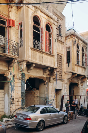 Beirut, Lebanon â 24.04.2023: Facades of buildings in the Bourj Hammoud quarter in Beirutのeditorial素材