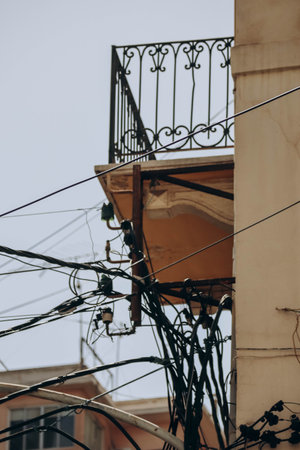Close up of old facades in the Achrafieh district in Beirut