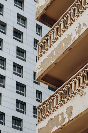 Beautiful, imperfect, authentic and graphic facades of Beirut (close-up)の写真素材