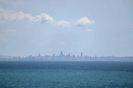 Skyline view of Beirut from the promenade near the seaの写真素材