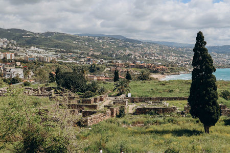Roman ruins in the Lebanese ancient city of Byblosの写真素材