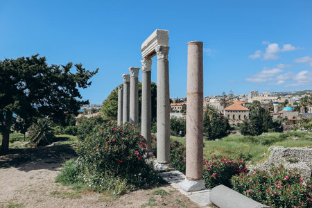 Roman ruins in the Lebanese ancient city of Byblos
