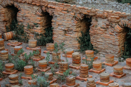 The ruins of the Roman baths in the center of Beirutの写真素材