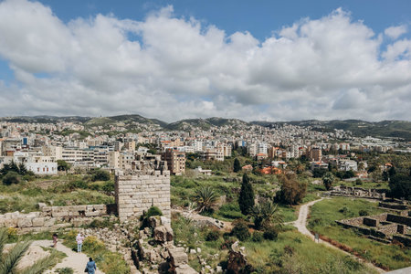 Roman ruins in the Lebanese ancient city of Byblosの写真素材